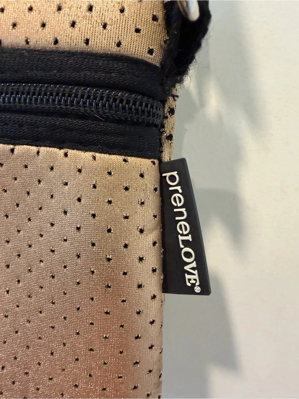 preneLOVE Champagne Gold Perforated Neoprene Crossbody Bag